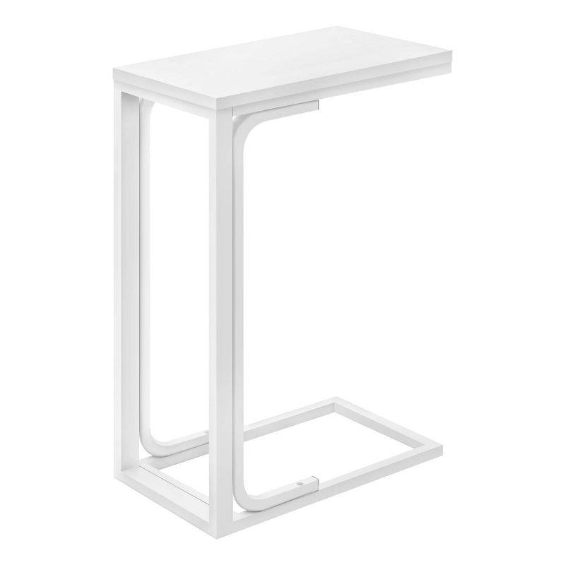 Monarch Specialties Accent Table C-Shaped End Side Snack Living Room Bedroom Metal Laminate White Contemporary Modern