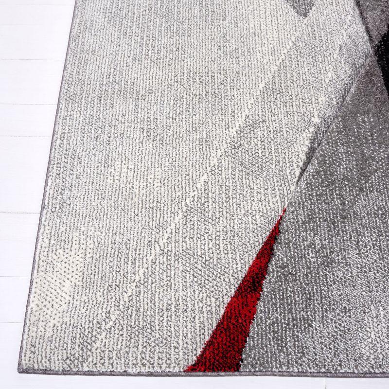 Hollywood HLW710 Machine Made Accent Rug - 2'7"x5' - Grey/Red - Safavieh