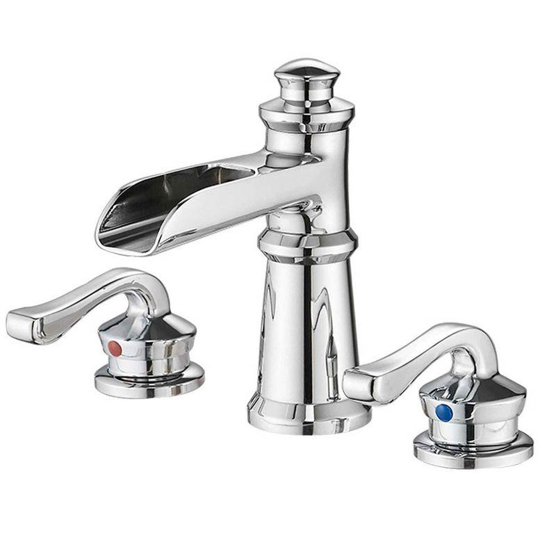 BWE 8 in. Waterfall Widespread 2-Handle Bathroom Faucet With Drain Assembly