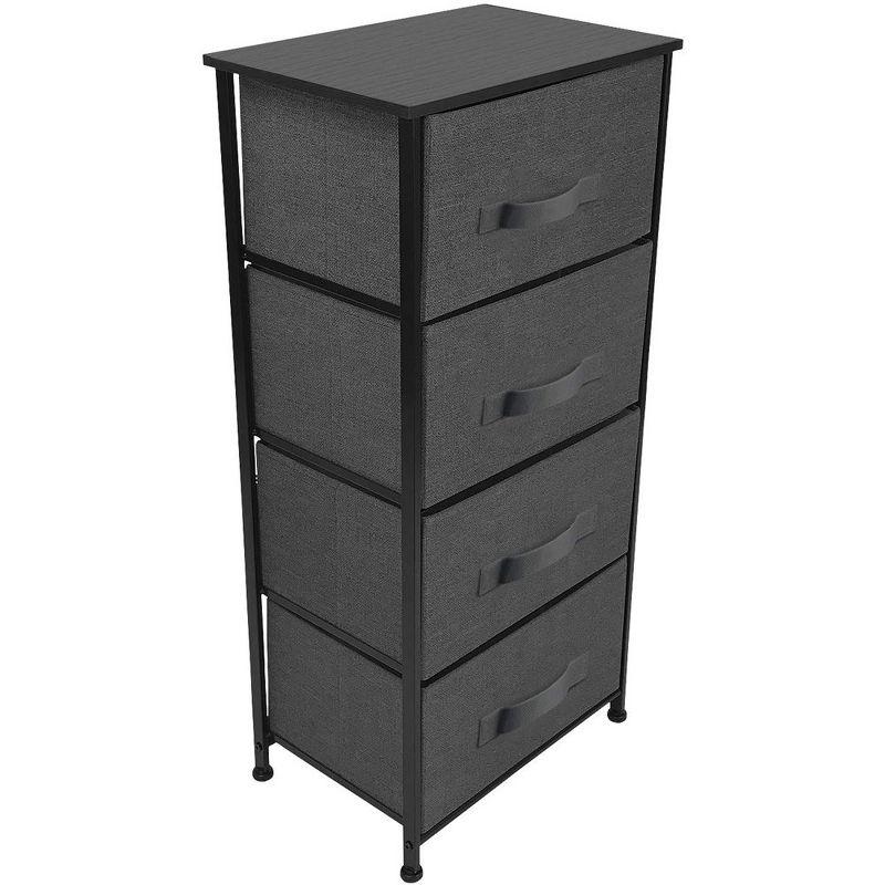 Sorbus 4 Drawers Chest Nightstand - Storage for Closet, Home, College Dorm - Features Steel Frame, Wood Top, & Fabric Bins (Black)