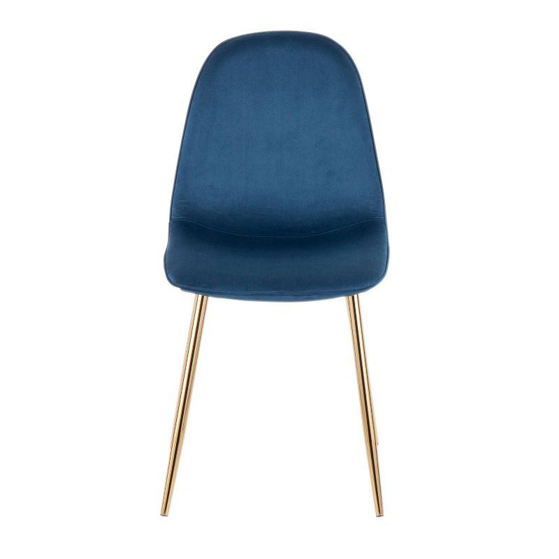 Set of 2 Pebble Contemporary Dining Chairs Gold/Blue - LumiSource: Velvet Upholstery, Chrome-Plated Finish, Metal Legs