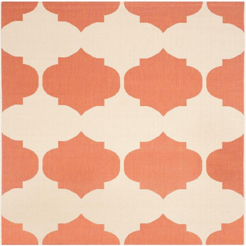 Courtyard CY6162 Power Loomed Indoor and Outdoor Area Rug - Beige/Terracotta - 5'3"x5'3" - Safavieh