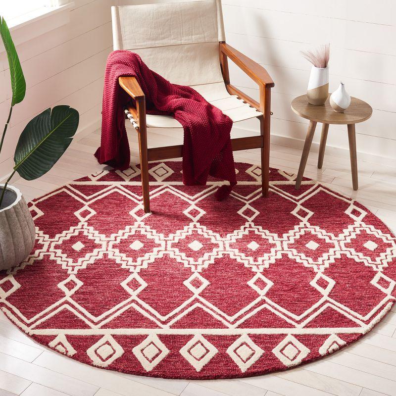 Abstract ABT851 Handmade Indoor Area Rug - Red/Ivory - 6' Round - Safavieh