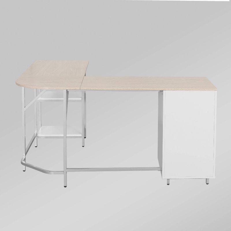 17 Stories Techni Mobili L-Shape Home Office Two-Tone Desk With Storage