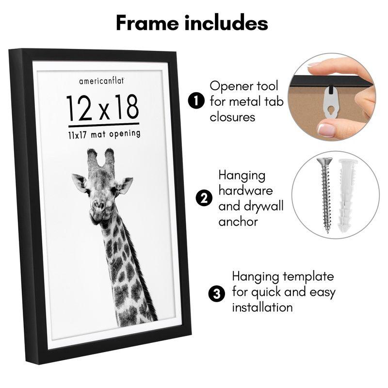 Americanflat Gallery-Style Picture Frame with Mat to Secure Artwork, Prints, and Photos