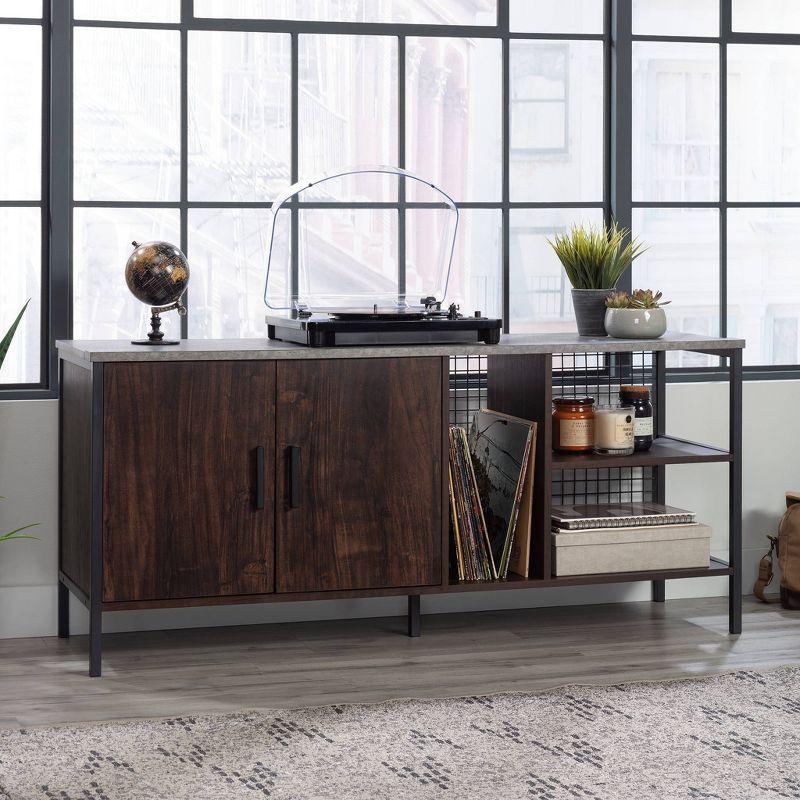 Slate Gray and Walnut TV Credenza with Cabinet