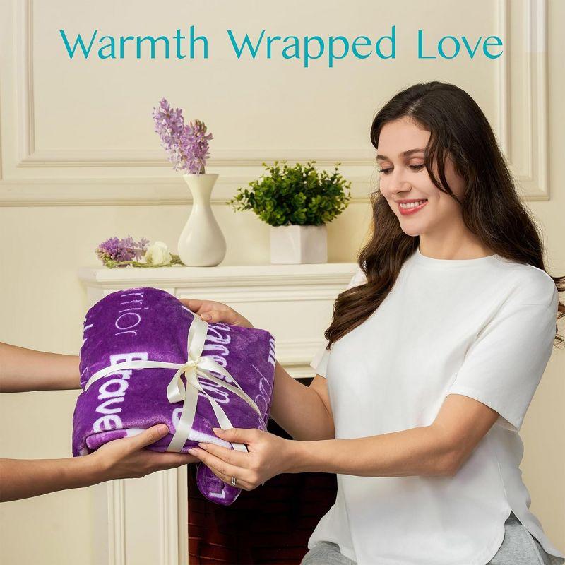 SYNCFUN Soft Warm Hug Blanket - Compassion Throw Blanket Gift with Inspirational Words & Prayer, Purple Gift Blanket for Women Mom Friend 50" x 60"