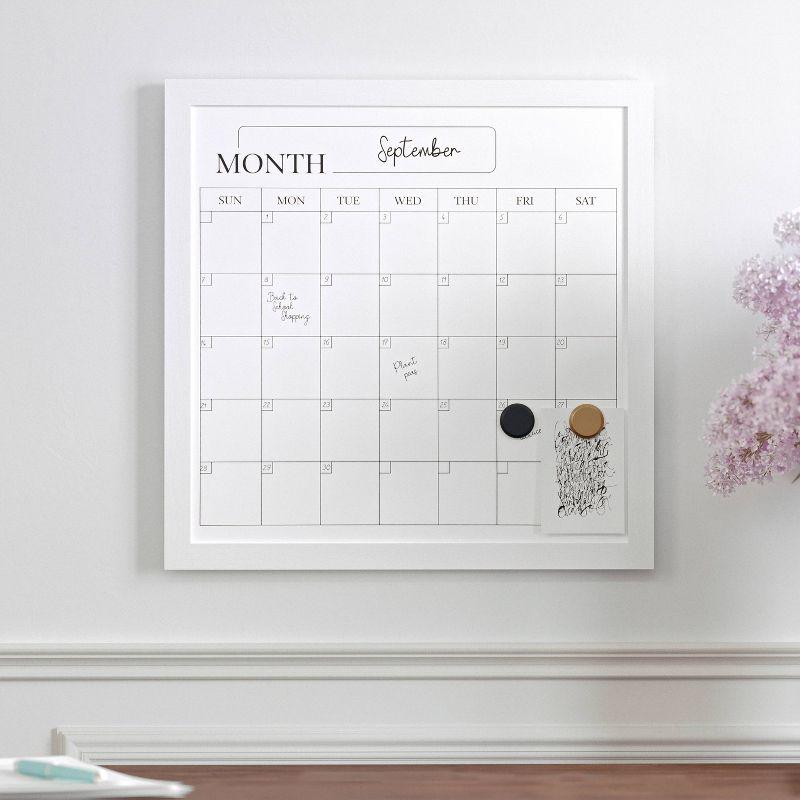 Thomas Martha Stewart Magnetic Monthly Calendar Dry Erase Board with Woodgrain Frame, Dry Erase Marker, and 2 Magnets