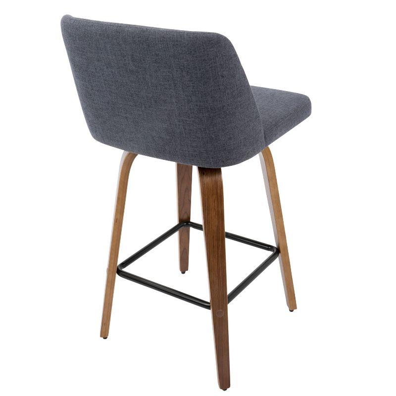 Toriano Mid-Century Modern Blue Wood & Metal Counter Stool - Set of 2