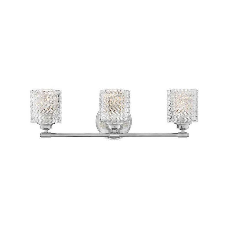 Elle Chrome 3-Light Vanity with Chevron Cut Clear Glass