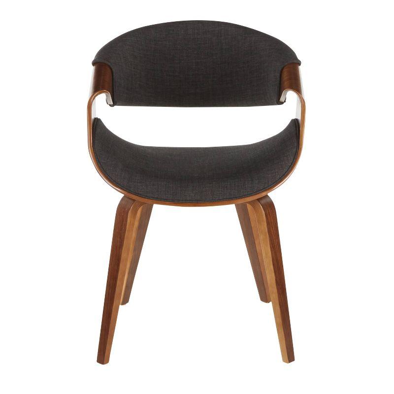 Curvo Mid-Century Modern Walnut and Charcoal Upholstered Arm Chair