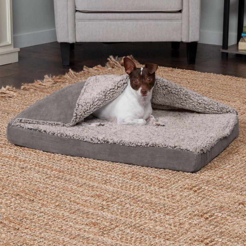 FurHaven Berber and Suede Blanket Top Mattress Memory Foam Dog Bed