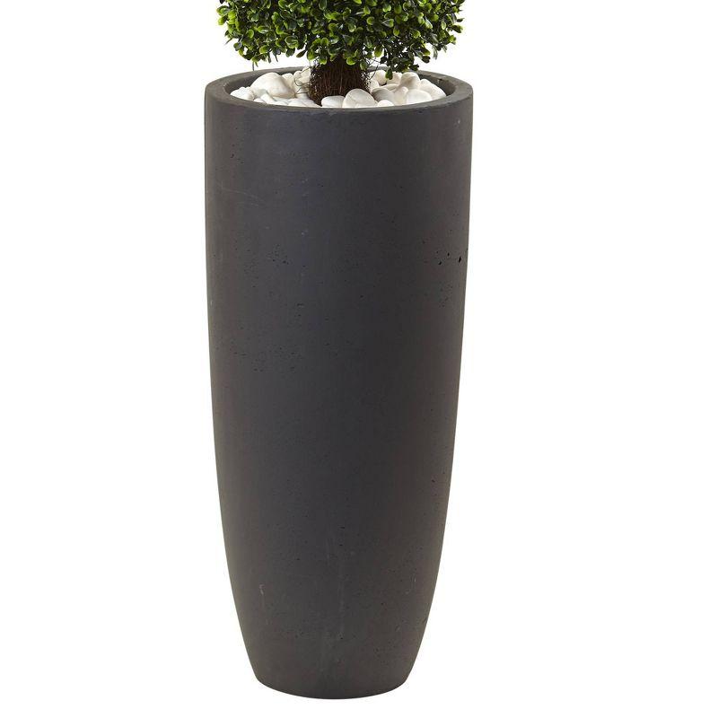 50" Boxwood Topiary with Gray Cylindrical Planter - Nearly Natural: UV Resistant, Indoor & Outdoor Decor