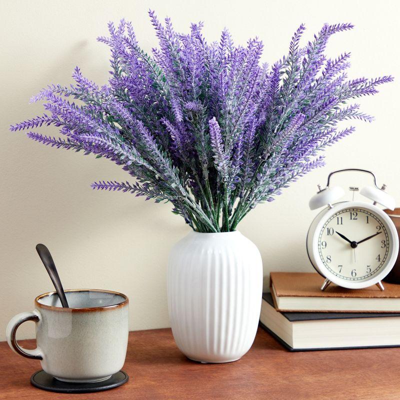 Juvale 12 Bundles Artificial Lavender Flowers for Bouquets, Fake Wild Stems for Wedding, Faux Table Centerpieces (14x2x3 in)