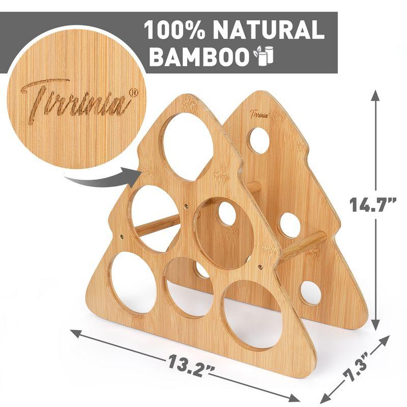 Tirrinia Bamboo Wine Rack, Wine Bottle Holder with Cute Christmas Tree Shape, Wine Rack Freestanding Floor, Wine Racks Countertop for Kitchen Decor, Best Gift for Christmas Decoration & Wine Storage