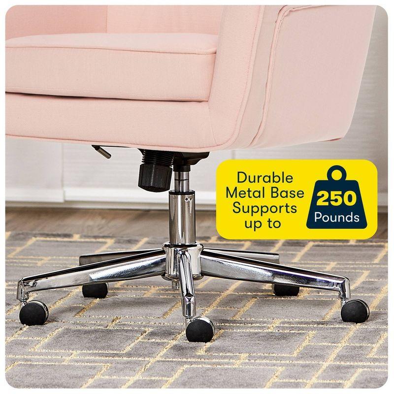 Serta Style Ashland Home Office Chair Party Blush Pink: Upholstered, Adjustable, with Casters/Wheels