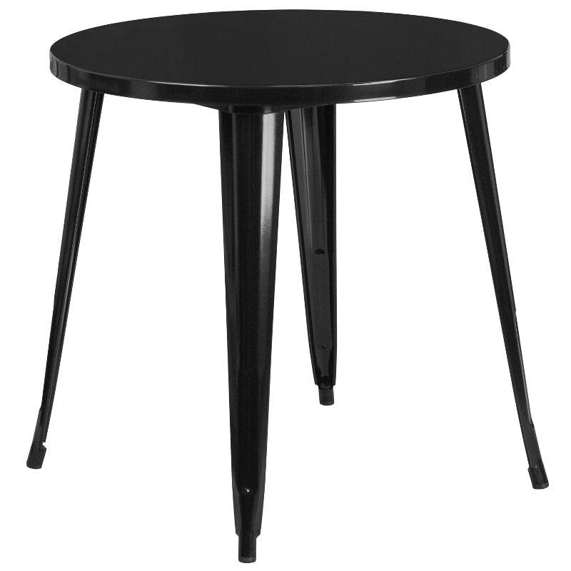 30" Round Black Metal Indoor-Outdoor Dining Table