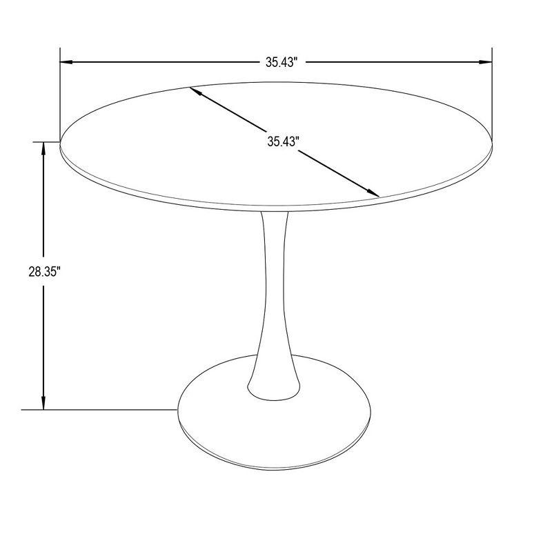 LeisureMod Bristol Mid-Century Modern Round Table with Wood Top and Iron Pedestal Base with Gloss Finish for Kitchen and Dining Room