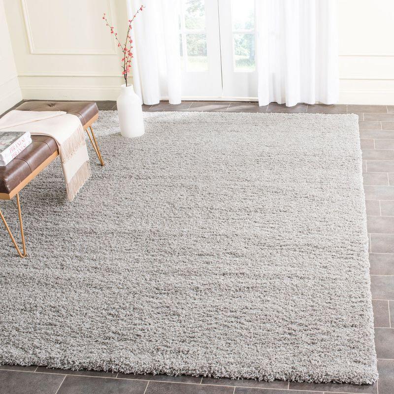 SoCal Cool Silver Shag Rectangular Area Rug, 8'6" x 12'