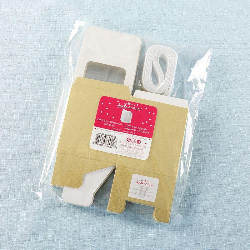 Kate Aspen Gold 9 oz. Glassware Gift Box with Ribbon (Set of 12) | 30009GD-Box