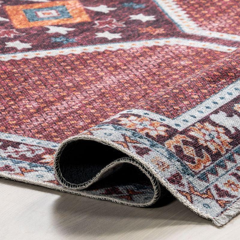 Nuloom Baitadi Geometric Machine Washable Area Rug, 4' x 6', Burgundy