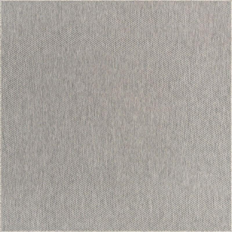 Light Gray 8' Square Stain-Resistant Outdoor Rug