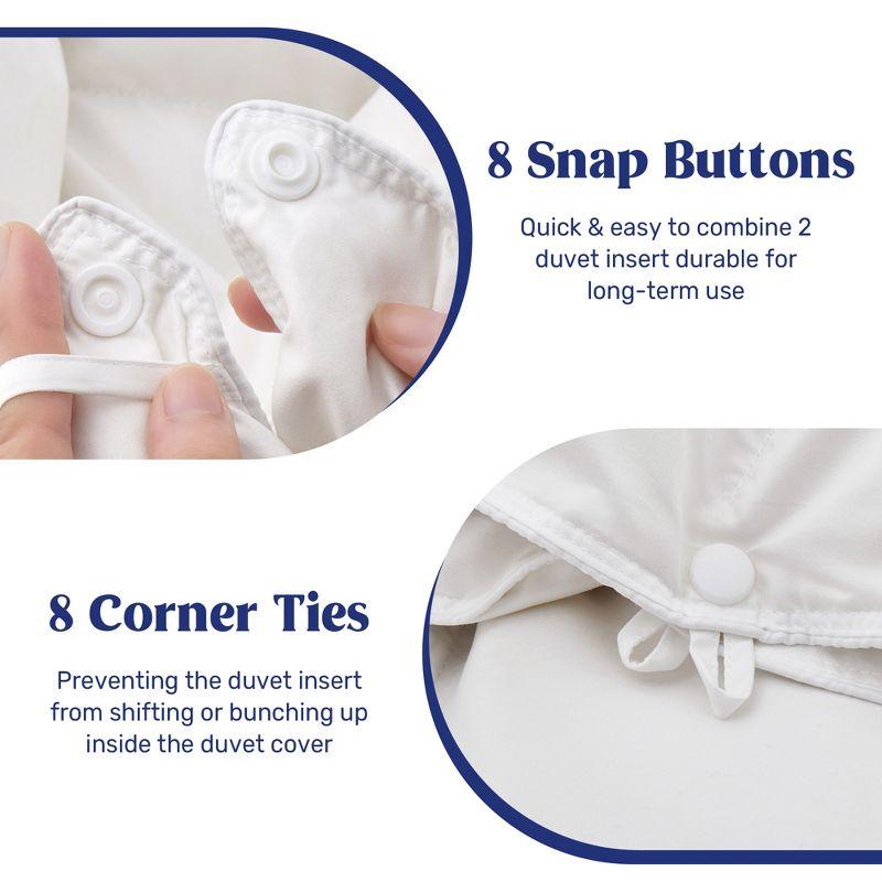 Peace Nest 3-in-1 White Goose Down Comforter, Lightweight & All Season Duvet Inserts Buttoned Quilt with 8 Corner Tabs, King