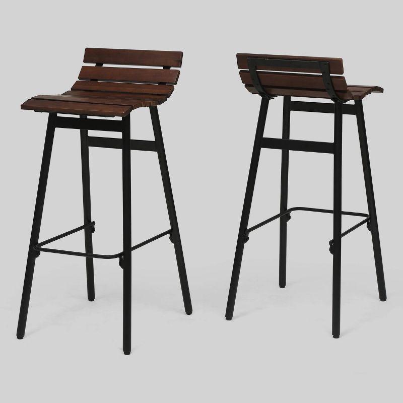 Set of 2 Pepperwood Wooden Barstool Dark Brown - Christopher Knight Home: Industrial Style, Acacia Frame, 29.25" Height