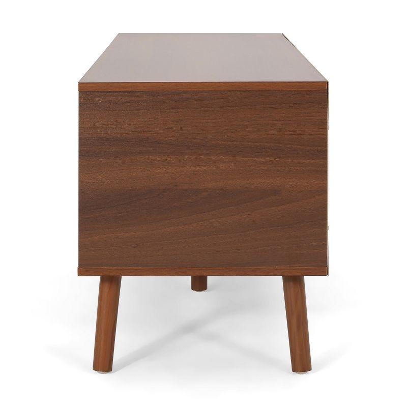 GDFStudio Zapara 47.25" Wooden TV Stand with 2-Cabinets, Walnut and White