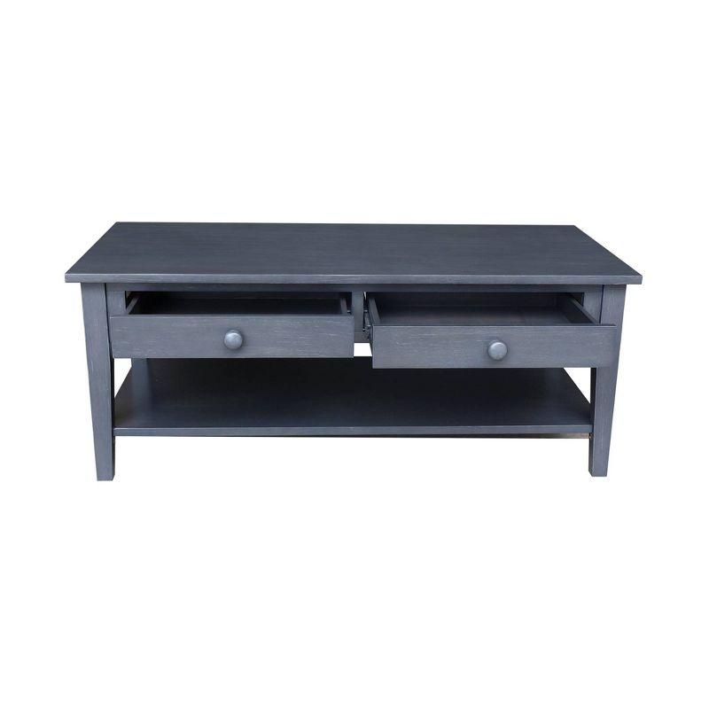 Spencer Coffee Table Antique Washed Heather Gray - International Concepts: Solid Wood, Parawood, Rectangle