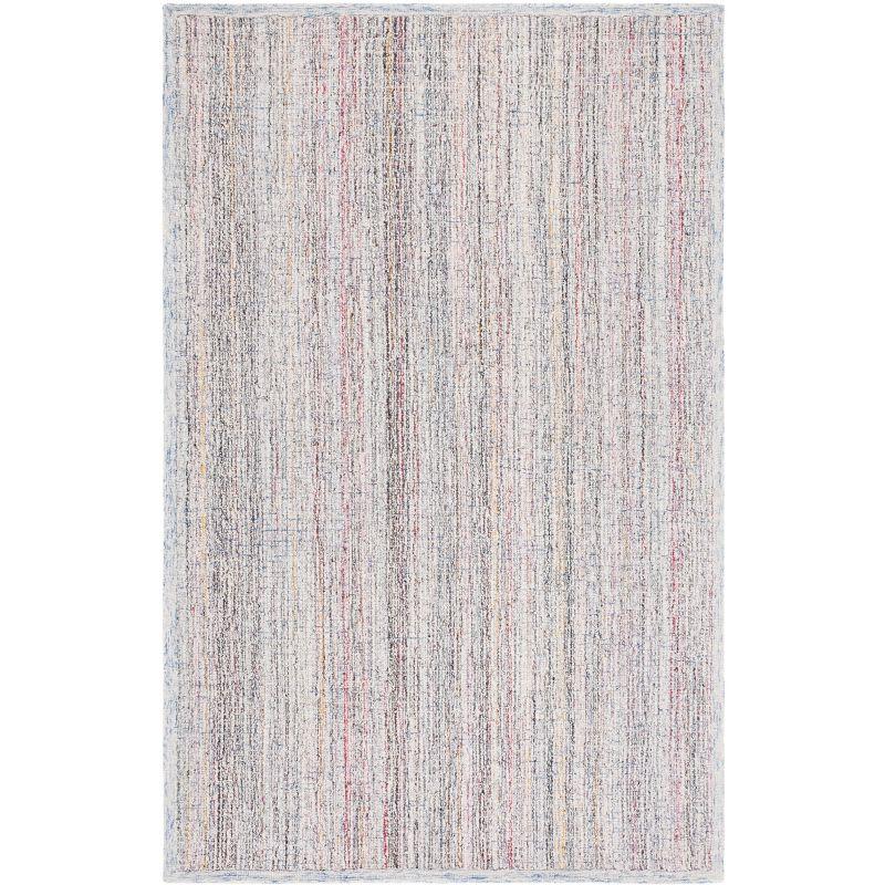 Abstract Red and Ivory Hand-Tufted Wool Area Rug, 3' x 5'