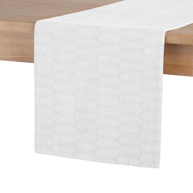 White Honeycomb Cotton-Polyester Reversible Table Runner