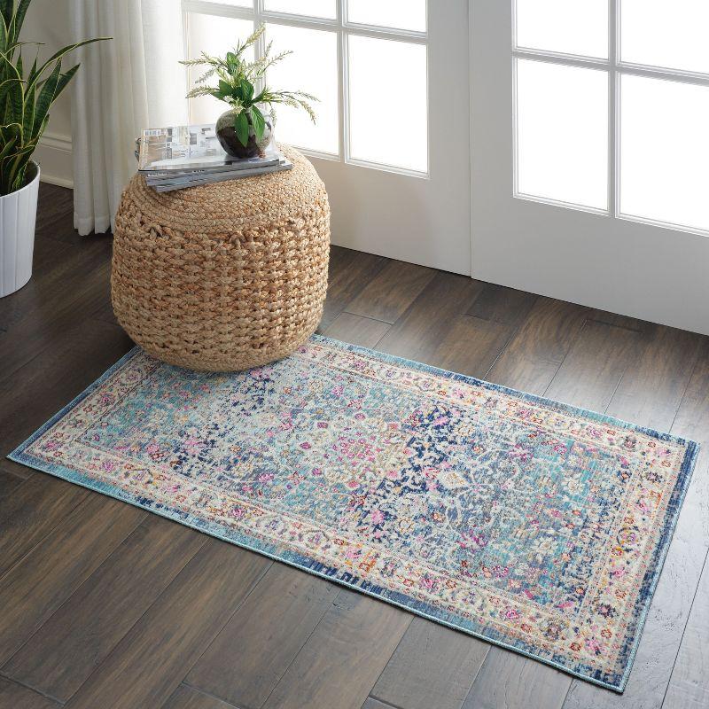 Nourison Vintage Kashan VKA01 Blue/Ivory/Orange Indoor Area Rug - 2' x 4'