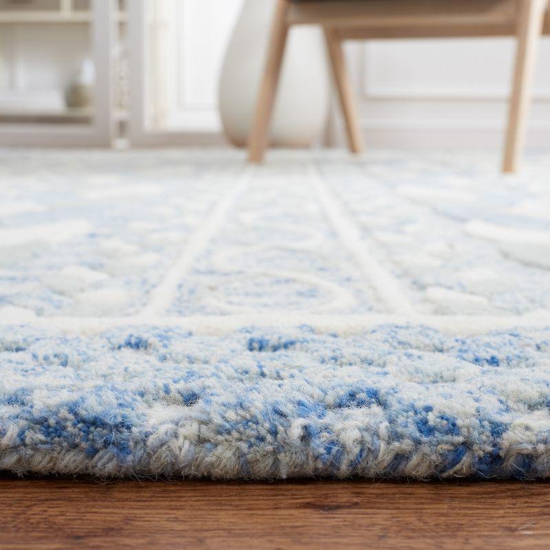 Blue and Ivory Hand-Tufted Wool Square Area Rug