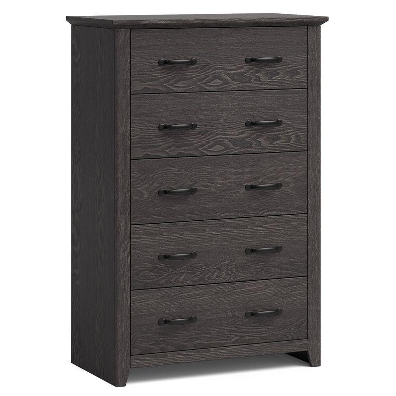 Dark Gray Farmhouse 5-Drawer Tall Storage Dresser