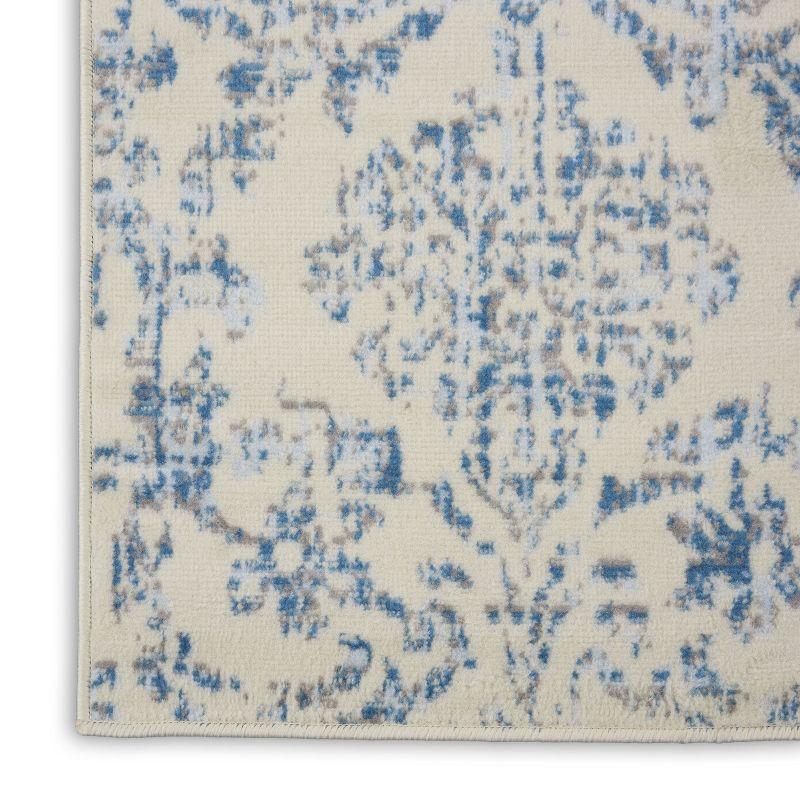 Jubilant JUB09 Area Rug Farmhouse Vintage Damask By Nourison Ivory Blue 3' x 5'