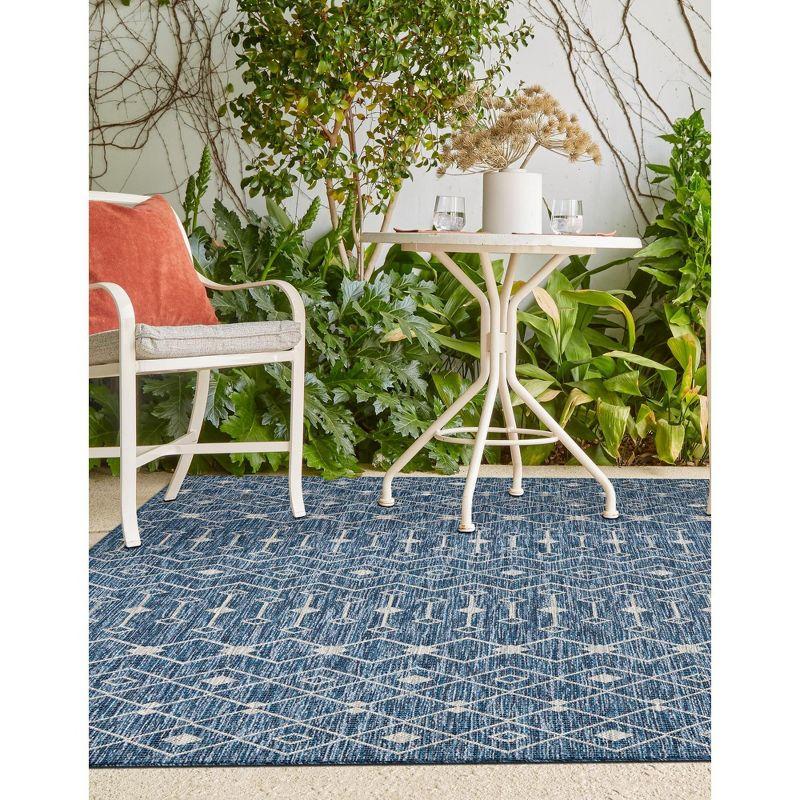 Unique Loom 7' 1 x 10' 0 Rectangle Indoor/Outdoor Trellis Blue Area Rug