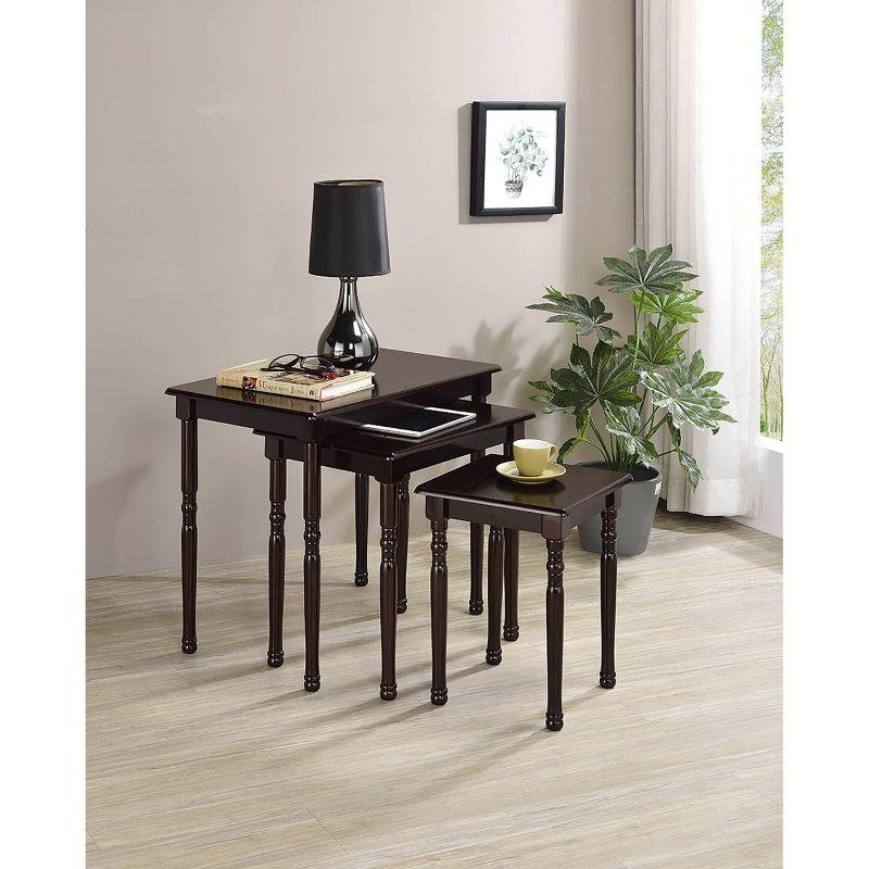 Cherry Wood 3-Piece Rectangular Nesting Table Set