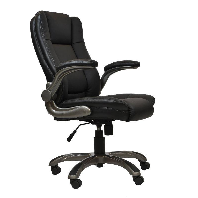 Medium Back Manager Chair with Flip-up Black - Techni Mobili: Stitched Techniflex, Built-in Support, 5-Star Base