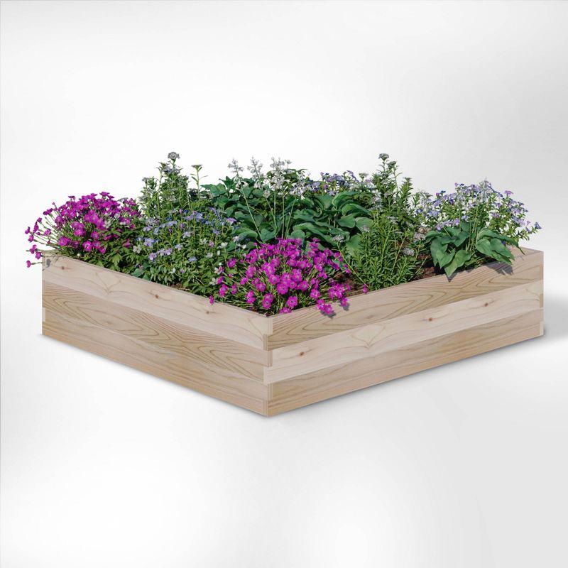 CedarCraft Ground Cedar Planter Square Outdoor Garden Bed Natural 45"x45"x10.5"