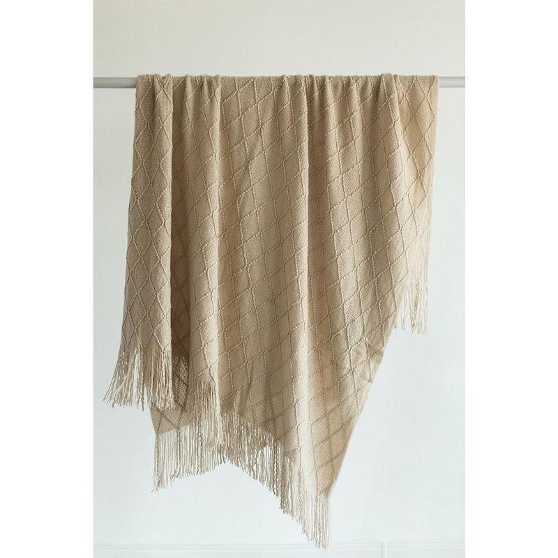 Deerlux Decorative Throw Blanket - 50x60 in Soft Knit with Fringe Edges for a Cozy Touch to Your Living Space, All-Season, Ideal for Lounging, Gifting