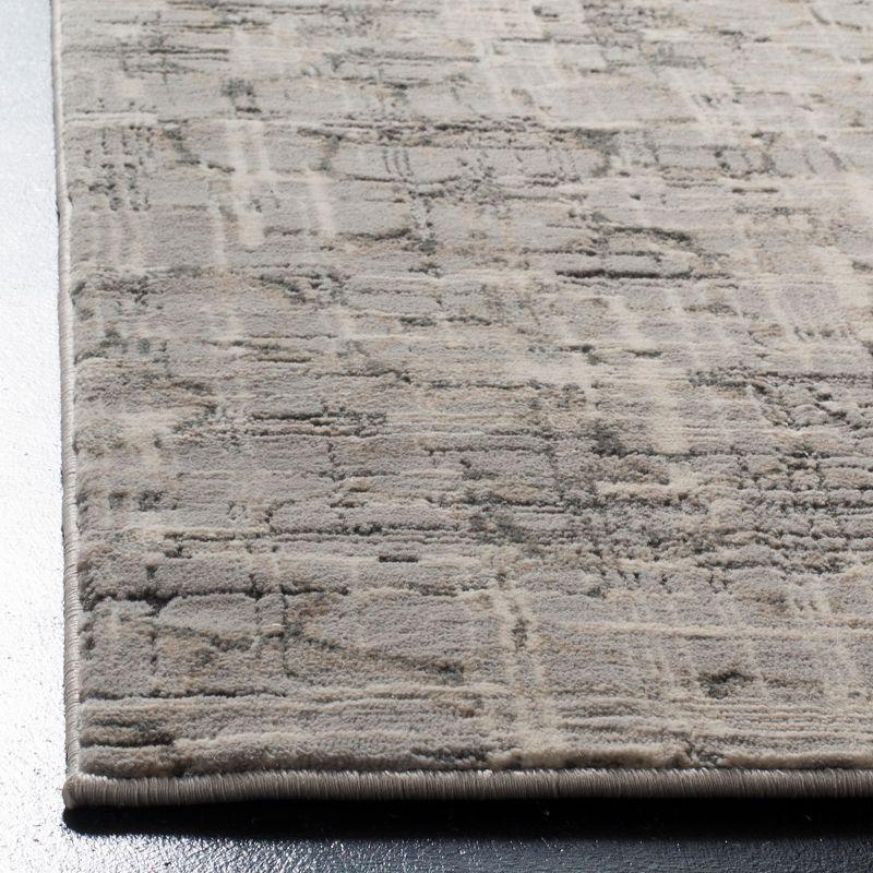 Gray Abstract Low Pile Square Area Rug