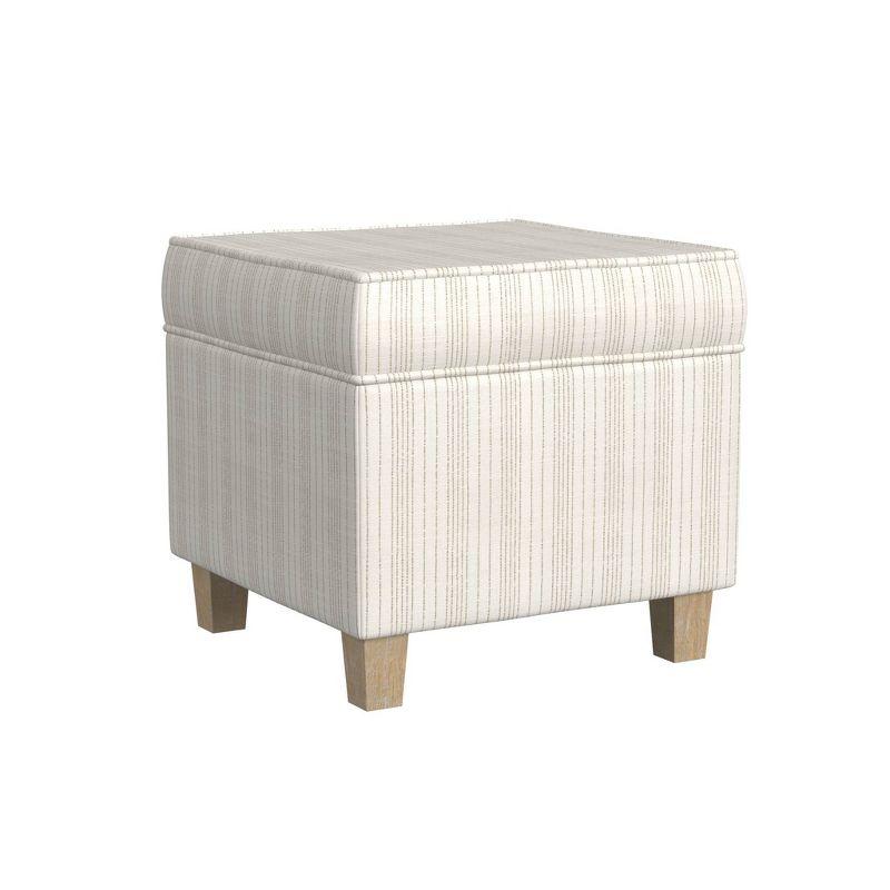 Cole Classics Square Storage Ottoman with Lift Off Top Cream/Marigold Pinstripe - HomePop: Upholstered Bench, Hardwood Frame