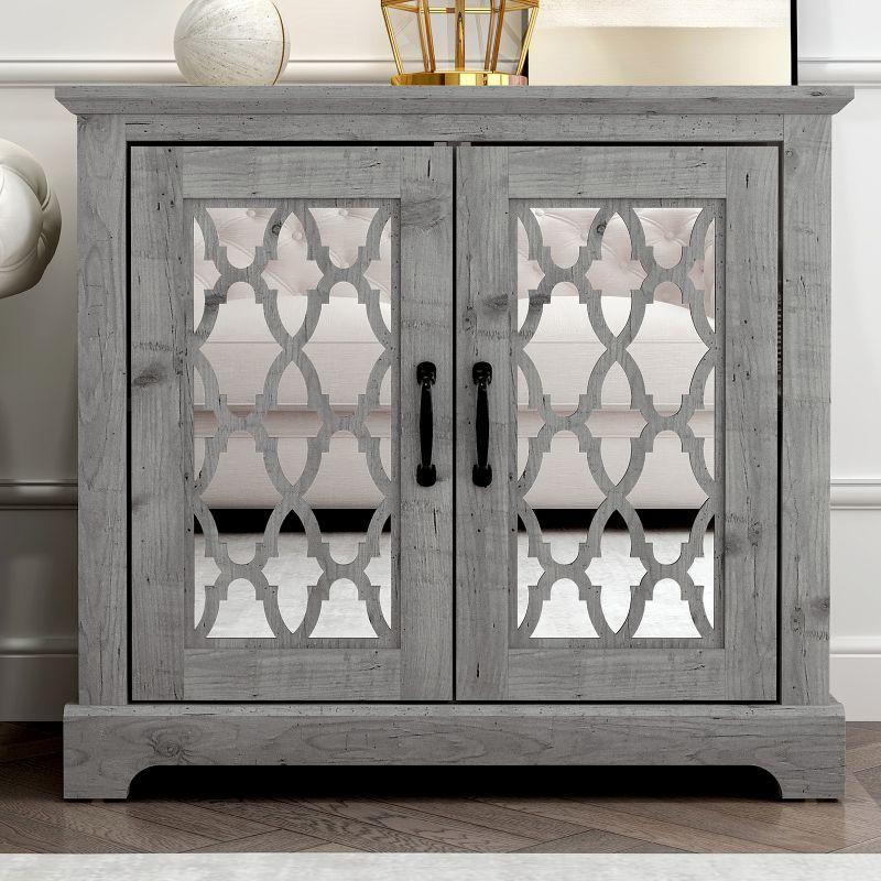 Mexican Grey Freestanding Office Accent Cabinet