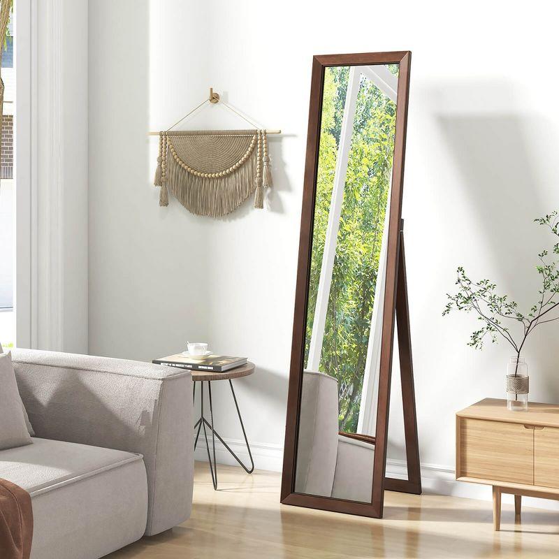 Tangkula 61" x 14.5" Full Length Mirror w/ Stand Solid Wood Frame Full Body Mirror