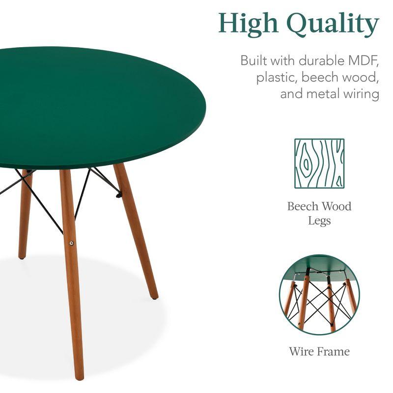 Best Choice Products 5-Piece Compact Mid-Century Modern Dining Set w/ 4 Chairs, Wooden Legs - Dark Green/Walnut