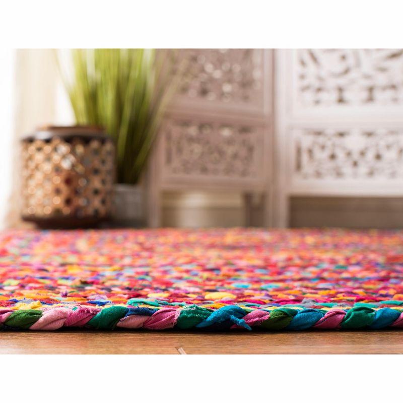 Handwoven Reversible Cotton Braided Rug in Red - 27"x19"