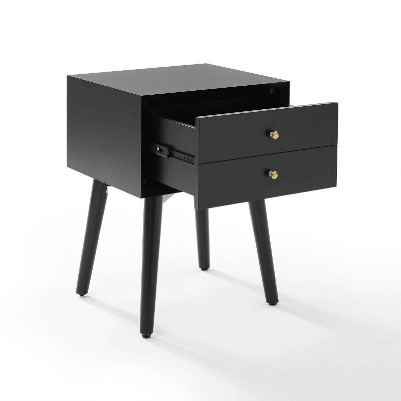 Landon Matte Black Mid-Century Modern Nightstand with Tapered Legs