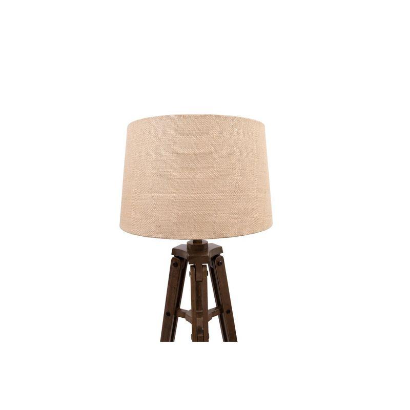 Mariner Tripod Style Wood Floor Lamp with Burlap Drum Shade Rust - Storied Home: Adjustable Height, 3-Way Switch