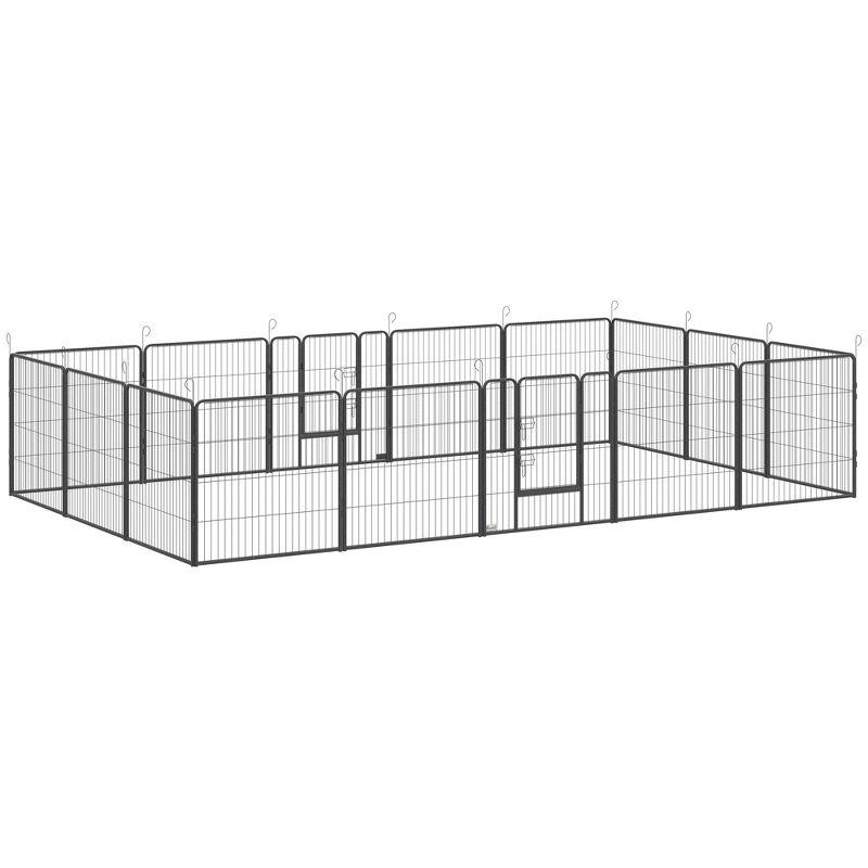 PawHut Dog Playpen 16 Panel 40 Inch Height for Small Medium and Large Dogs, Dog Fence with Lockable Door for Indoor/Outdoor Use, DIY Shape Pet Playpen
